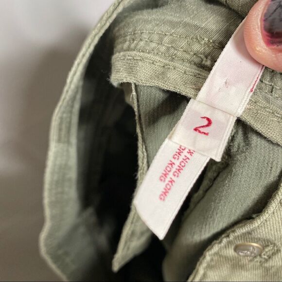 Joie Green Corduroy Wide Leg Cropped Pants Size 2 - Picture 8 of 8